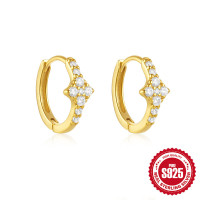 S925 Gold-Plated Pavé Crystal Huggie Earrings